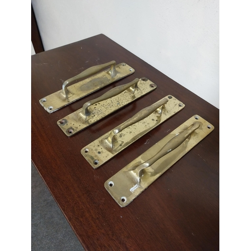 124 - Set of four brass door handles {30 cm H x 6 cm W x 7 cm D }.