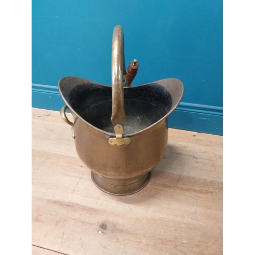 131 - Edwardian brass coal bucket {52 cm H x 37 cm W x 36 cm D}.