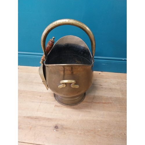 131 - Edwardian brass coal bucket {52 cm H x 37 cm W x 36 cm D}.