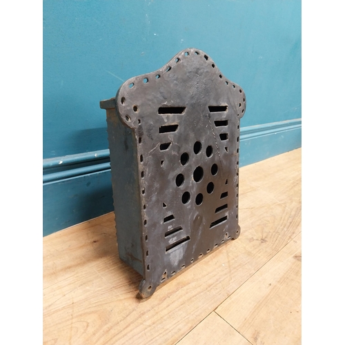 132 - Cast iron wall post box. { 36cm H X 39cm W X 14cm D }.