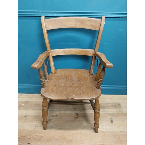 148 - 19th C. pine open armchair on turned legs. {98 cm H x 57 cm W x 48 cm D}.