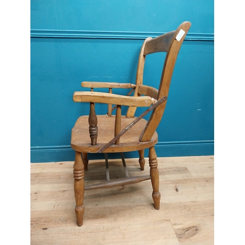 148 - 19th C. pine open armchair on turned legs. {98 cm H x 57 cm W x 48 cm D}.