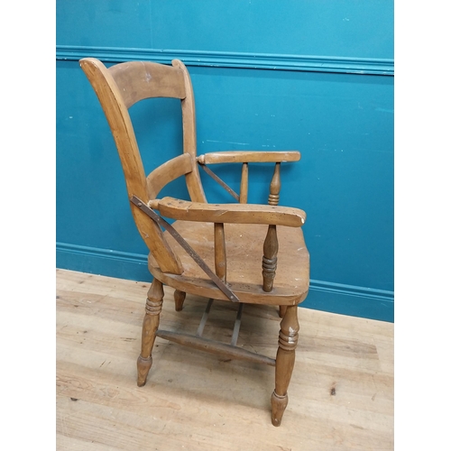 148 - 19th C. pine open armchair on turned legs. {98 cm H x 57 cm W x 48 cm D}.