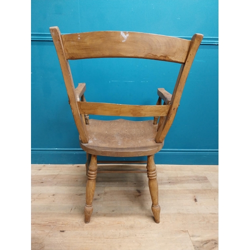 148 - 19th C. pine open armchair on turned legs. {98 cm H x 57 cm W x 48 cm D}.