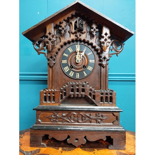 150 - 19th C. oak Black Forest cuckoo clock. {53 cm H x 43 cm W x 20 cm D{.