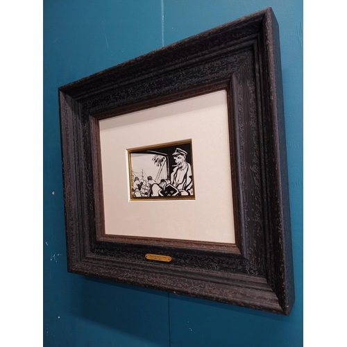 156 - Jack B Yeats 1871 - 1957. The Sailor Pen & Ink. Signed with monogram, mounted in a gilt frame. { 9cm... 