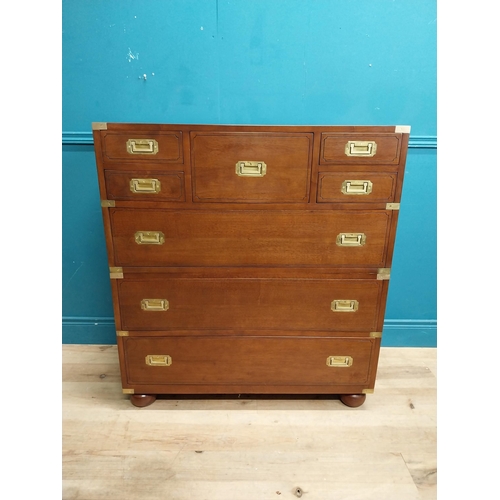 157 - Exceptional quality mahogany campaign chest with brass mounts in the 19th C. style. {104 cm H x 95 c... 