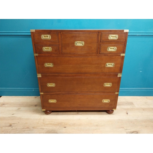 157 - Exceptional quality mahogany campaign chest with brass mounts in the 19th C. style. {104 cm H x 95 c... 