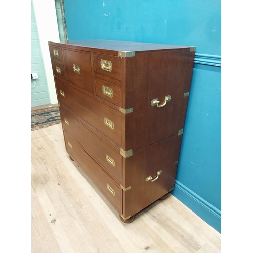 157 - Exceptional quality mahogany campaign chest with brass mounts in the 19th C. style. {104 cm H x 95 c... 