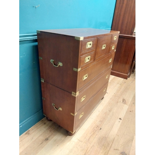 157 - Exceptional quality mahogany campaign chest with brass mounts in the 19th C. style. {104 cm H x 95 c... 