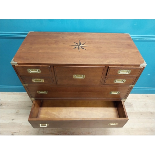 157 - Exceptional quality mahogany campaign chest with brass mounts in the 19th C. style. {104 cm H x 95 c... 