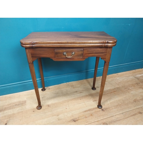 159 - Irish Georgian mahogany turn over leaf card table with single drawer in the frieze raised on tapered... 