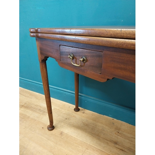 159 - Irish Georgian mahogany turn over leaf card table with single drawer in the frieze raised on tapered... 