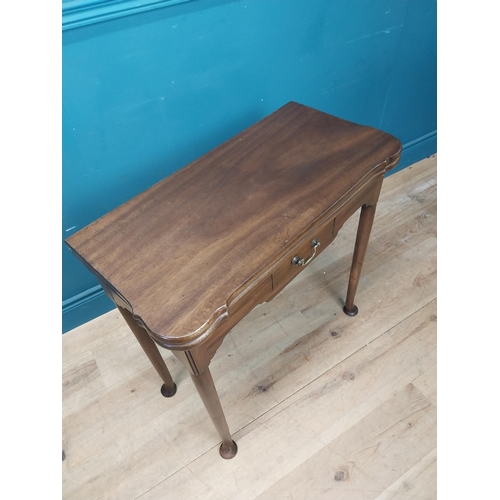 159 - Irish Georgian mahogany turn over leaf card table with single drawer in the frieze raised on tapered... 