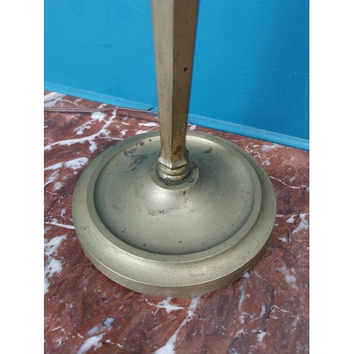 162 - 1940's brass desk lamp with green enamel shade. {45 cm H x 27 cm W x 29 cm D}.