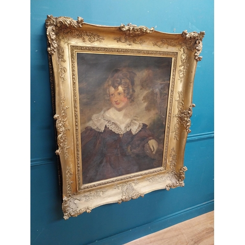 163 - 19th C. portrait of a Lady mounted in gilt frame {122 cm H x 100 cm W}.