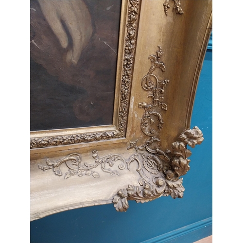 163 - 19th C. portrait of a Lady mounted in gilt frame {122 cm H x 100 cm W}.