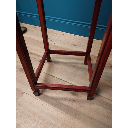 168 - Pair of Oriental hardwood plant stands raised on square legs {92 cm H x 33 cm W x 33 cm D}.