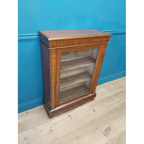 181 - Edwardian rosewood and satinwood inlaid side cabinet with single glazed door raised on bun feet {104... 