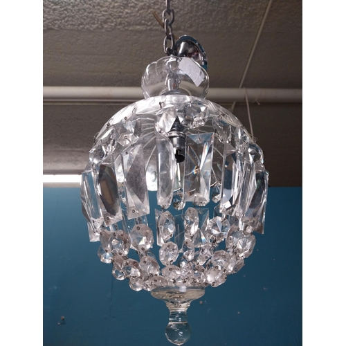 183 - French crsytal hanging light { 32cm H X 21cm Dia }.