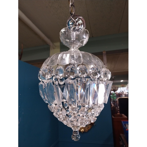 183 - French crsytal hanging light { 32cm H X 21cm Dia }.