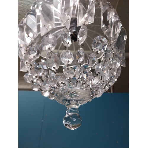 183 - French crsytal hanging light { 32cm H X 21cm Dia }.