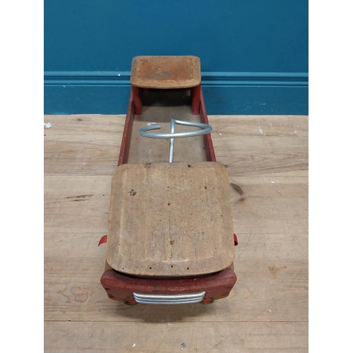 189 - 1950's handpainted wooden Child's ride along truck. {28 cm H x 66 cm W  x 20 cm W}