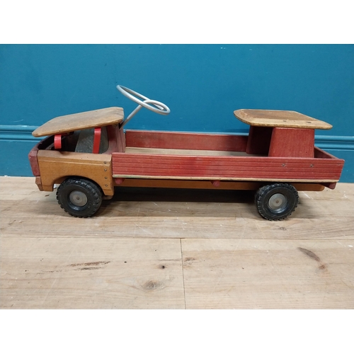 189 - 1950's handpainted wooden Child's ride along truck. {28 cm H x 66 cm W  x 20 cm W}