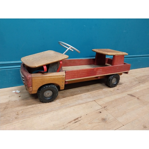 189 - 1950's handpainted wooden Child's ride along truck. {28 cm H x 66 cm W  x 20 cm W}