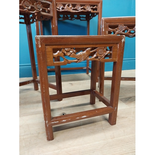 194 - Oriental hardwood nest of four tables {67 cm H x 51 cm W x 36 cm D}.