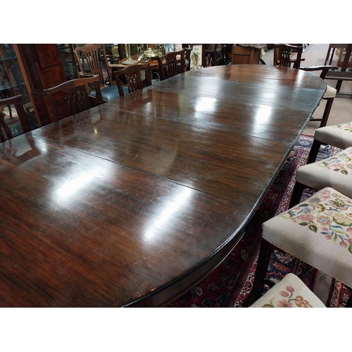 198 - Good quality Victorian D-end dining table with extra leaves raised on turned carved legs {74 cm H x ... 