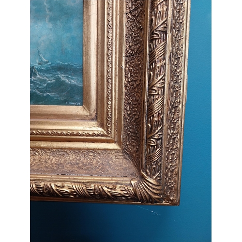 20 - Good quality oleograph mounted in gilt frame - Maritime Scene. {48 cm H x 54 cm W}.