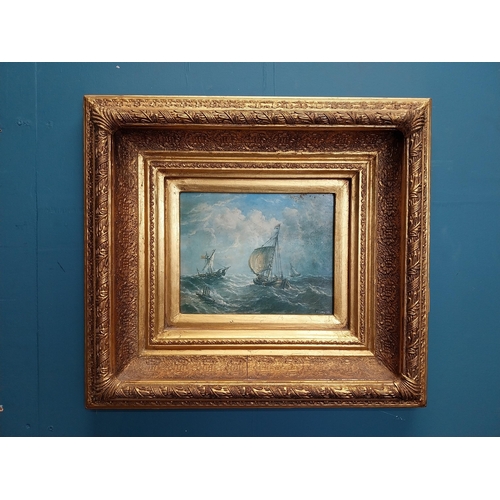 20 - Good quality oleograph mounted in gilt frame - Maritime Scene. {48 cm H x 54 cm W}.