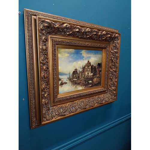 200 - Good quality oleograph mounted in gilt frame - Venetian Scene.  {67 cm H x 77 cm W}.