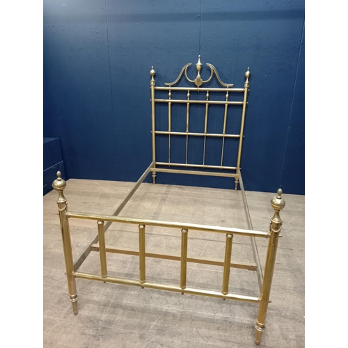 201 - Pair of brass single beds. { 150cm H X 100cm W X 200cm L }.