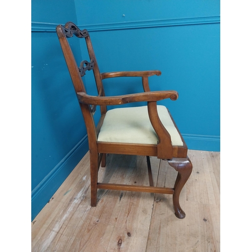 202 - Edwardian mahogany open arm chair in the Georgian style {100 cm H x 60 cm W x 60 cm D}.