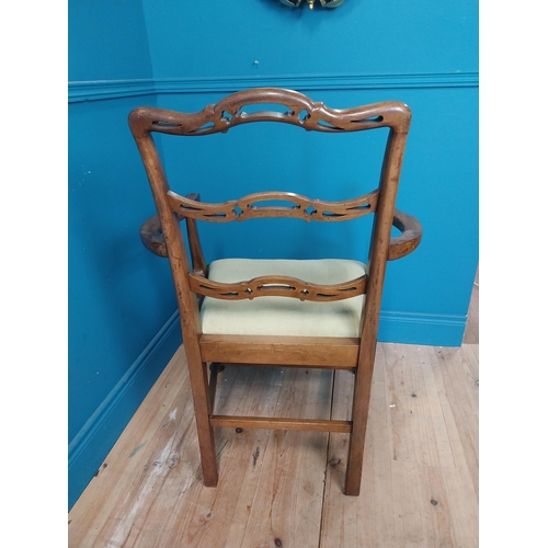 202 - Edwardian mahogany open arm chair in the Georgian style {100 cm H x 60 cm W x 60 cm D}.