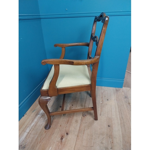 202 - Edwardian mahogany open arm chair in the Georgian style {100 cm H x 60 cm W x 60 cm D}.