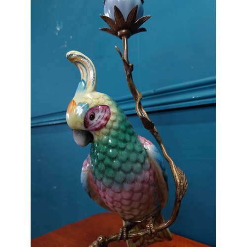 203 - Two decorative ceramic and gilded brass candle sticks in  the form of Parrots {34 cm H x 16 cm W x 1... 