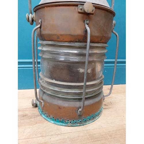 205 - Early 20th C. copper ship's lantern. Griffiths and Sons Birmingham NUC {66 cm H x 29 cm Dia.}.