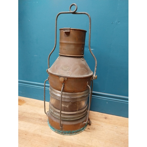 205 - Early 20th C. copper ship's lantern. Griffiths and Sons Birmingham NUC {66 cm H x 29 cm Dia.}.