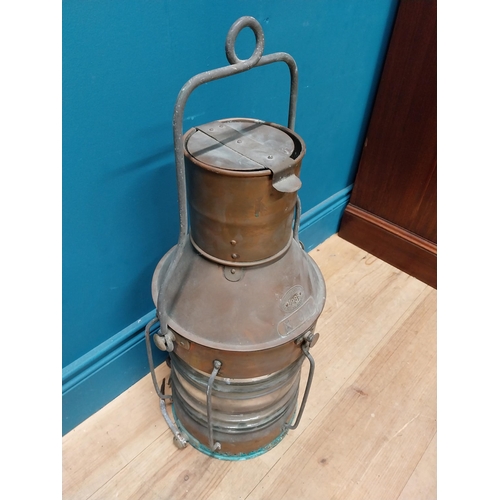 205 - Early 20th C. copper ship's lantern. Griffiths and Sons Birmingham NUC {66 cm H x 29 cm Dia.}.