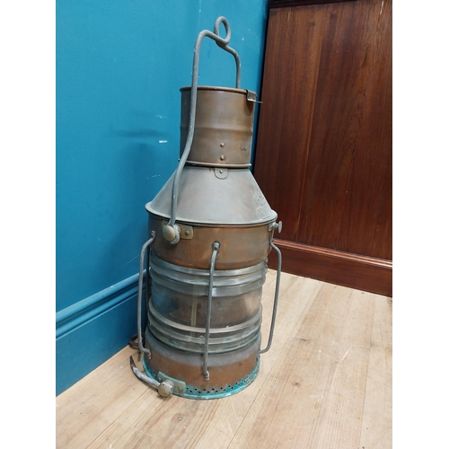 205 - Early 20th C. copper ship's lantern. Griffiths and Sons Birmingham NUC {66 cm H x 29 cm Dia.}.