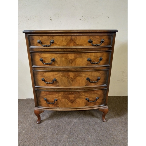 207 - Pair of 1950s walnut chest of drawers with four graduated drawers raised on cabriole legs {77 cm H x... 