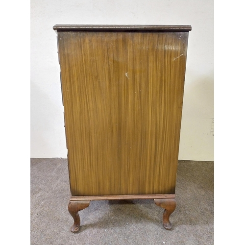 207 - Pair of 1950s walnut chest of drawers with four graduated drawers raised on cabriole legs {77 cm H x... 