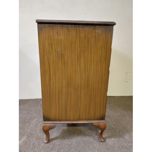 207 - Pair of 1950s walnut chest of drawers with four graduated drawers raised on cabriole legs {77 cm H x... 