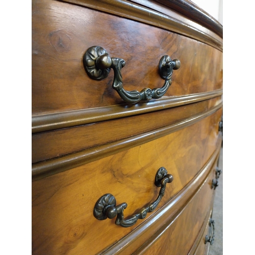 207 - Pair of 1950s walnut chest of drawers with four graduated drawers raised on cabriole legs {77 cm H x... 