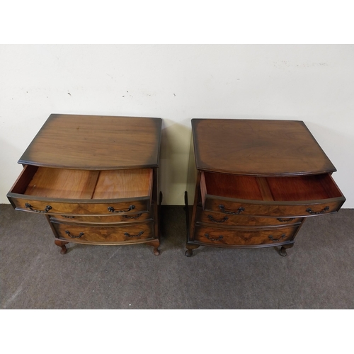 207 - Pair of 1950s walnut chest of drawers with four graduated drawers raised on cabriole legs {77 cm H x... 