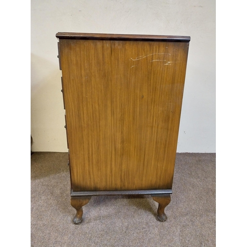 207 - Pair of 1950s walnut chest of drawers with four graduated drawers raised on cabriole legs {77 cm H x... 