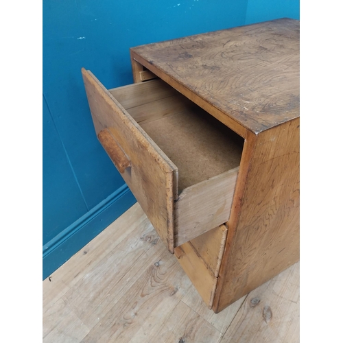 210 - 1950s maple office cabinet with three drawers {78 cm H x 50 cm W x 64 cm D}.